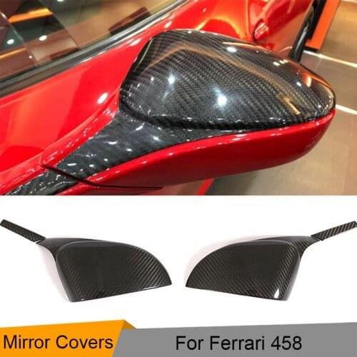 Carbon Fiber Mirror Covers Caps For 2010-2015 Ferrari 458 Side Mirror Stickers
