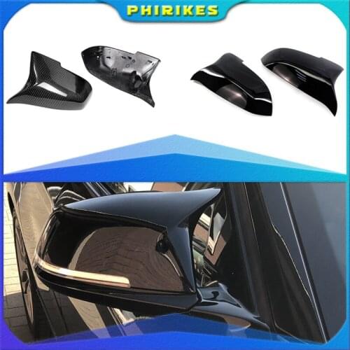 Rearview Mirror Covers for Bmw 5 Series F10 F11 Lci 2014-2017 Caps Replacement Side Rear-View Carbon Fiber Gloss Black