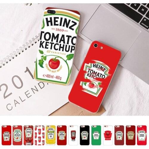 FHNBLJ Cute Ins Heinz Tomato Ketchup Mustard Phone Cases for iPhone 11 12 pro XS MAX 8 7 6 6S Plus X 5S SE 2020 XR case