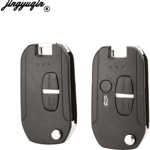 Jingyuqin 2 Button Remote Car Key Shell Cover Case For Mitsubishi Pajero Modified Flip Folding Remote left Blade