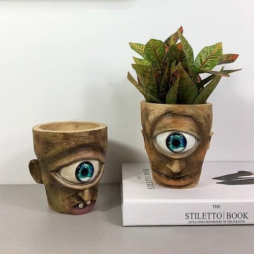 Cyclops Flower Pot Western Mythical Figures Decoration Ornaments Home Desktop Flower Arrangement Flower Pot Resin Craft Storage