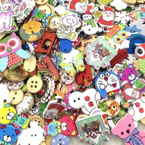 25/50/100pcs Mix Animals Pattern Cartoons Wood Sewing Buttons Scrapbooking WB378
