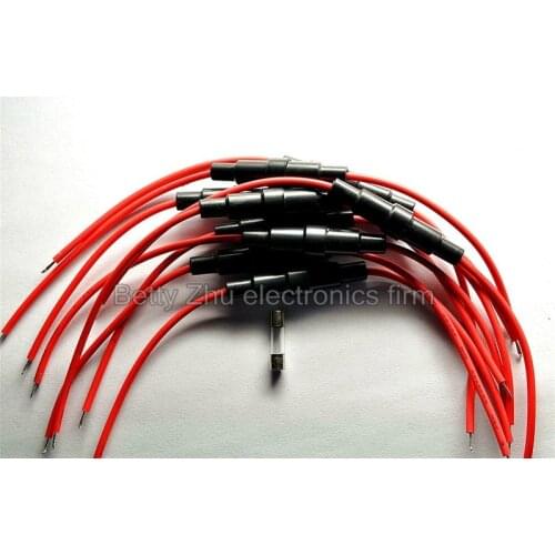 50PCS/LOT 5 * 20mm fuse holder with cable / fuse holder fuse casing 0.75 thick lines full of copper 5*20mm