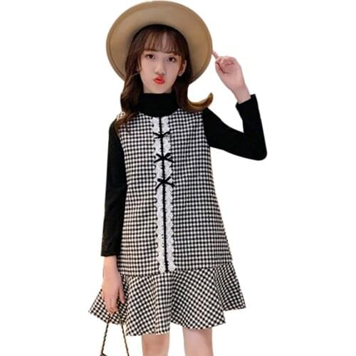 Kids Clothes Girls Blouse + Plaid Pattern Childrens Clothes For Girls Spring Autumn Outfit For Girls Teenage Childrens Clothing