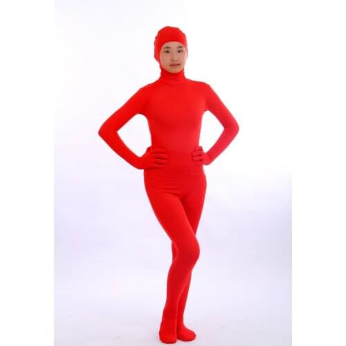 Kid Adult Red Open face faceless face out Zentai Costume Dancewear Unitard Bodysuit leotard