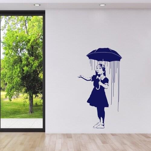 Home Decals Umbrella Girl In The Rain Wall Stickers Home Decor Living Room Bedroom Wall Art Mural Decal Vinyl Sticker S391