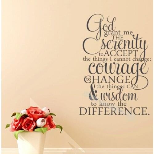 God grant me Serenity Prayer Quote Wall Decal Home Decor Living room sofa background wall sticker Vinyl Word wallpaper EB048