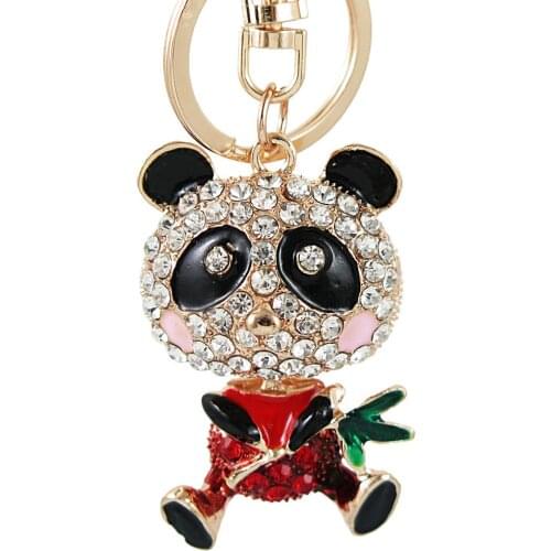 Hig Qualty Bear Giant panda Crystal Key Chain Holder Rhinestone Keychain Car Key Ring For Holder Bag Birthday Friend Gift