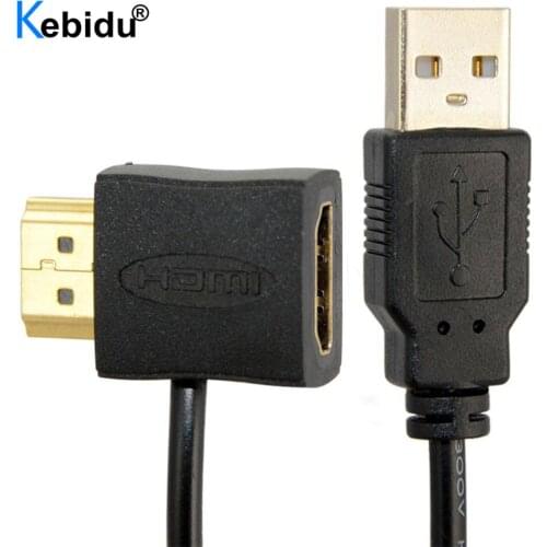 Kebidu HDMI-compatible Male To Female Adapter Connector With 50cm USB 2.0 Charger Power Supply Cable For 1080P HDTV
