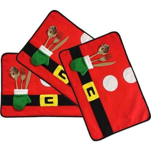 Red Christmas Table Placemats Mat Table cloth felt celebrations Xmas Party Dinner Decor Rustic Decoration festive supplies red