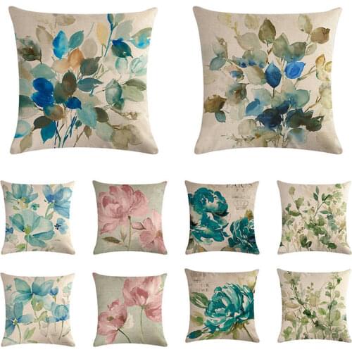 Flowers Style Linen Pillow Case Animal Flower Moon Cushion Cover Sailing Mermaid for Sofa Home Decorative Pillow Case i866