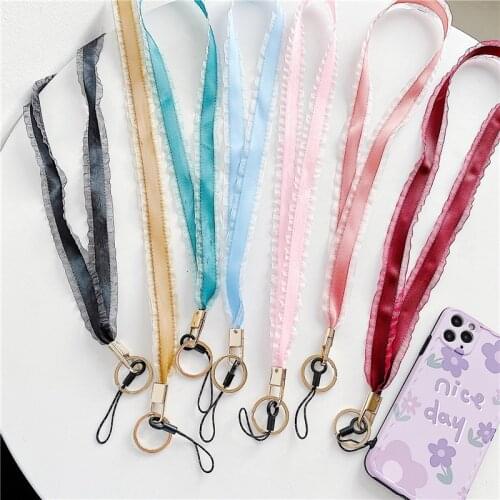 Cute Lace Border Cell Phone Keychain Lanyard for Keys Mobile Phone Hand Cord Card USB Badge Camera Nekband Lanyards Neck Strap