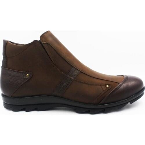 MENS BROWN NUBUCK GENUINE LEATHER ZIPPER BOOTS FSC3532BROWN