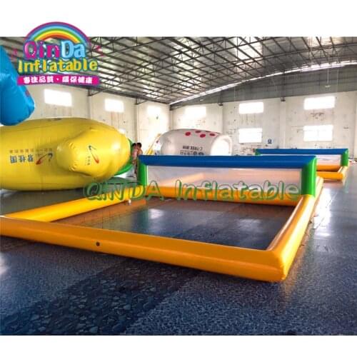 Commercial Grade Inflatable Beach floating inflatable water volleyball court with trampoline inflatable water games for adults