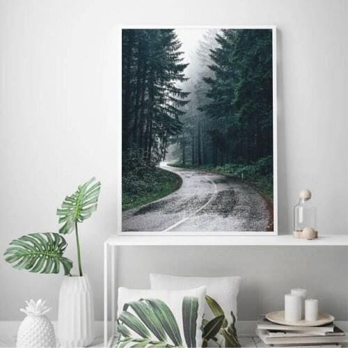 Forest Nature Photography Trees Wall Art Canvas Painting Picture Road Photo Scandinavian Poster Prints Home Room Wall Art Decor