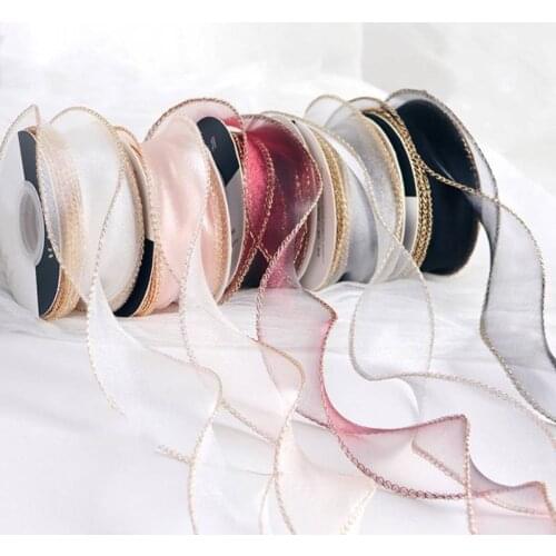 New 4CM Phnom Penh fishtail tulle with flowers gift headdress hair bow DIY handmade materials baking packaging ribbon 40mm