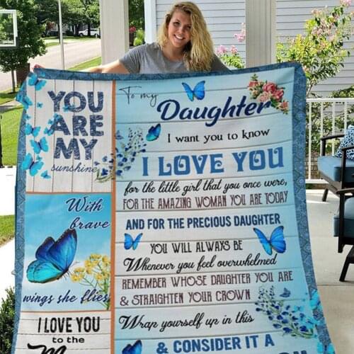 Letter Letters To My Daughter Express Love Blanket 3D Print Sherpa Blanket on Bed Home Textiles Dreamlike Gift Blanket 2021