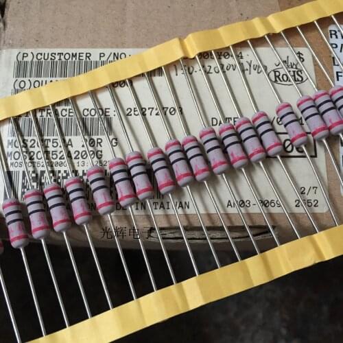 Original new 100% MOS2CT52A200G 2W 20R 5% oxide film color ring resistance (Inductor)