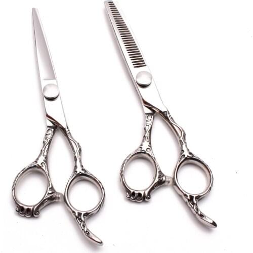 Hairdressing Scissors 6'' 440C Engrave Logo Hair Cutting Shears Thinning Shears Hair Scissors Barber Scissors Dropshipping C9008