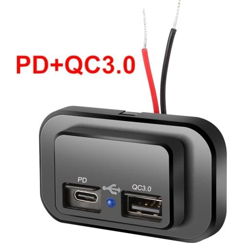 PD Type C QC3.0 USB Car Charger Socket 12V-24V for Motorcycle Auto Truck Boat RV Bus Quick Charge Power Adapter Dustproof