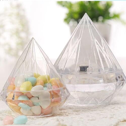 Transparent Diamond Shape Gifts Candy Boxes With Ribbon Baby Shower Wedding Birthday Party Supplies Home Decor