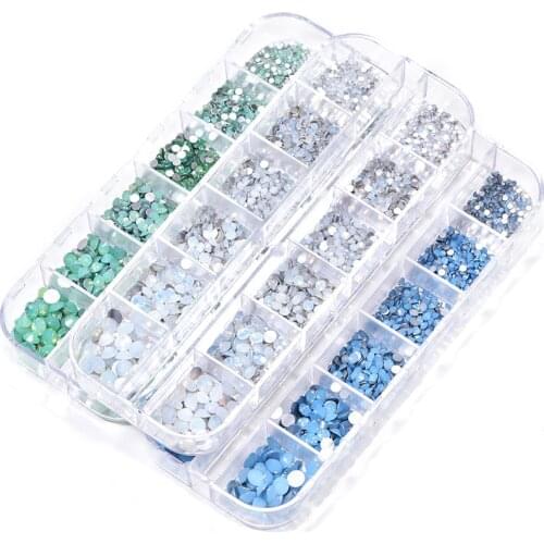 Colorful Opal Glass Crystal Non Hotfix Rhinestone Set 1000Pcs/Box стразы Glass Stone Flatback Nail Rhinestones For Garment B3908