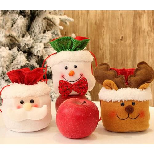 Christmas Candy Gift Bag Santa Claus Apple Bag Bag for Christmas Gift Snowman Elk Biscuit Drawstring Gift Bag Xmas Tree Decor