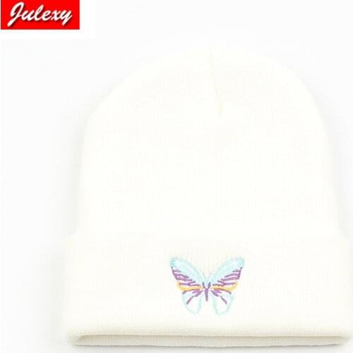 Pow Hat Female Autumn And Winter Fashion Korean Version Of The Trendy Black Hat Warm Wild Embroidery Lovers Casual Knitted Hat