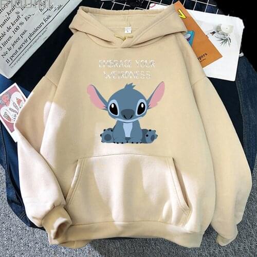 Cute Disney Tracksuit Embrace Your Weirdness Clothes Kawaii Lilo Stitch Men Hoodies Harajuku 90s Aesthetic Sweatshirt Autumn