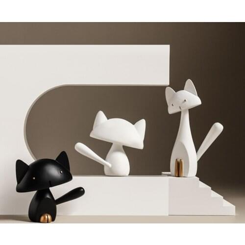 Nordic Minimalist Resin Crafts Sculpture Cat Animal Ornaments Modern Home Figurine Creative Desktop Living Room Car Ornaments
