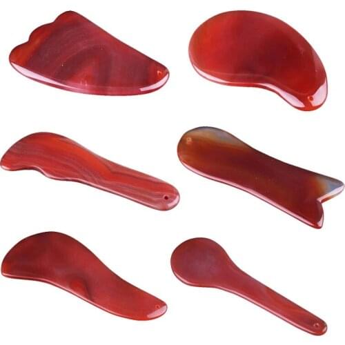 Gouache Scraper Guasha Jade Massager For Face Natural Gouache Stone Red Onyx Gua Sha Scraper Facial Body Massage Tool Face Scrap