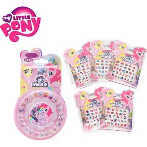 Pack of 6 My Little Pony Toys PVC Mini Pony Stickers Pack Children Girl Nail Stickers Removable 3D Rainbow Dash Twilight Sparkle
