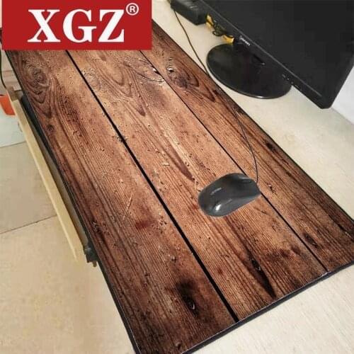XGZ Fashionable Brown Wood Grain Portable Gaming Mouse Pad with Large Overlock, Rubber for CSGO Players