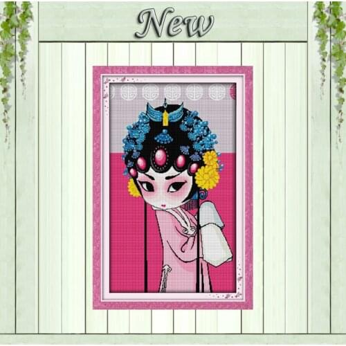 Female role in Chinese opera decor painting counted printed on canvas DMC 14CT 11CT Cross Stitch Needlework Sets Embroidery kits