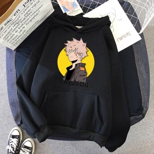 My Hero Academia Bakugou Oversized Hooded Sweatshirt Lady Women Korean Style Hoodies Vintage Long Sleeve Women Pullover Casual