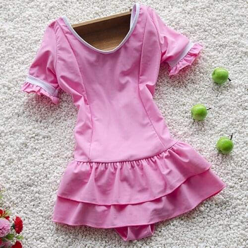 6-14 Years Girl One Piece Swimsuit School Uniform Swimwear Children Solid Color Swimsuit Teenager Campus wear Kids Bathing Suits