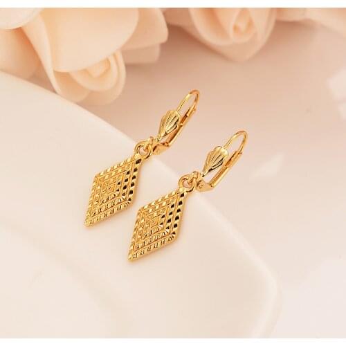 Gold Color Dubai square Earrings geometrical Women/Girl,Love Trendy Jewelry for African/Arab/Middle Eastern party jewelry gift