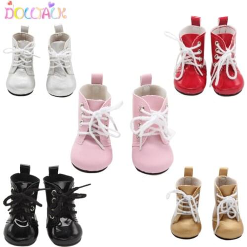 Doll Talk Colors 1 Pair PU Leather Doll Boots For Dolls Short High Heel Booties Shoes For Multi-color Booties America Doll