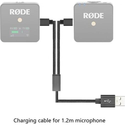 1.2M double nip Type C USB cable 2-in-1 charging head Two Typec for RODE Wireless go microphone Android phones battery life
