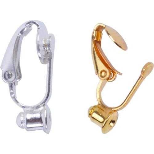 20 Pieces Earring Clip Backs Clip-on Earring Converter Components Findings with Post for None Pierced Ears, Silver and Gold