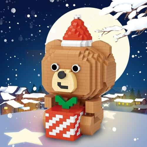 2021 LOZ Diamond Building Blocks Christmas Bear Animal Juguetes Micro Bricks Figure DIY MOC Montessori Toys for Girls Xmas Gifts