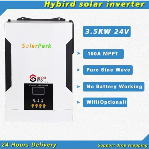 Hybrid 3500W 24V Solar inverter Built in 100A MPPT Solar controller Pure Sine Wave Wifi Monitor Maximum PV Array Power 5500W