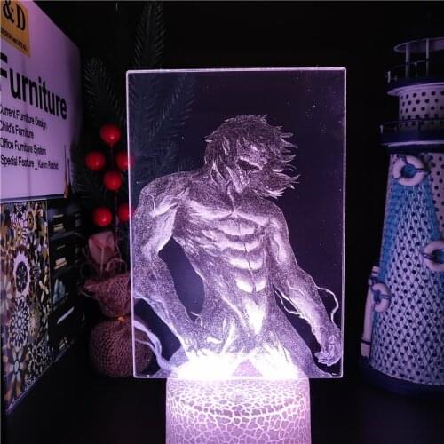 Anime Light Attack on Titan Eren Jaeger 3d Lamp Anime Touch Light Acrylic Table Lamp Kids Bedroom Decor Night Light Manga Gift