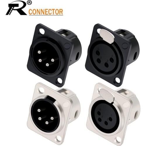 10Pcs 4-pole XLR Male/Female Socket Connector XLR Audio Jack 4pin Panel Mount Type Plug XLR Microphone Equipment Cable Connector