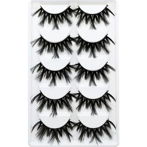5 Pairs/box New 3D Mink Eyelashes Bushy False Eyelashes Fake Eyelashes Dramatic Volume Makeup Eyelash Extension Silk Eyelashes