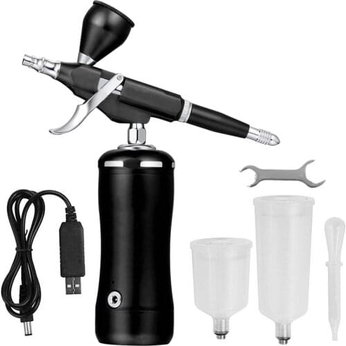 Airbrush Kit 0.3mm 7cc Gravity Feed Dual-action Airbrush with Compressor Auto Start & Stop Rechargeable Handheld Air Brush Spray