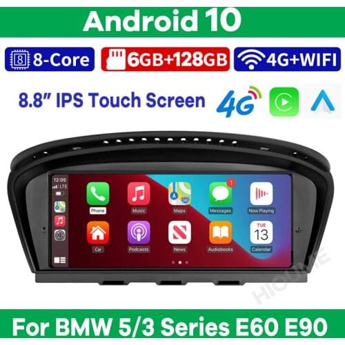 8.8" 8Core CPU 8G+128G Android 10 Car Multimedia Player GPS Radio for BMW 5/3 Series E60 E61 E62 E63 E90 E91 CCC/CIC CarPlay