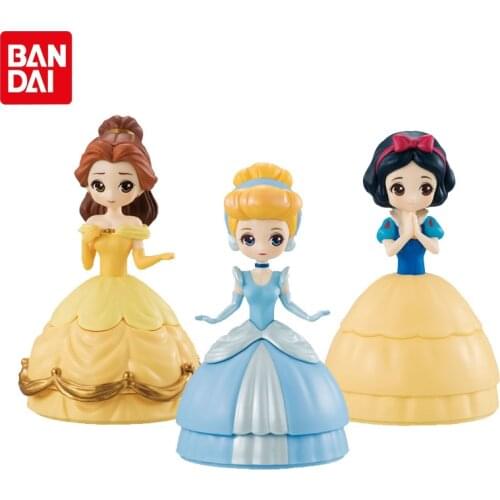 Bandai Genuine Gashapon Disney Princess Modeling Ornaments 1 Cinderella Belle Snow White Anime Action Figure Model Gacha Toys
