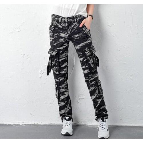 SHIERXI New women trousers multi pocket cargo pants womens trousers Straight overalls for women pants