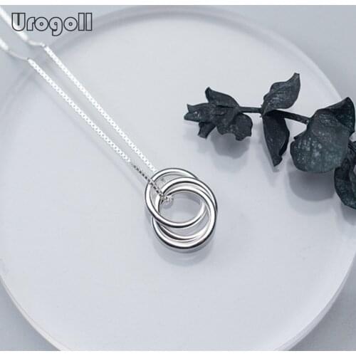 Classic Pure 925 Sterling Silver Simple Round Pendant Necklaces For Women Girl Anniversary Party Silver 925 Jewelry Gifts
